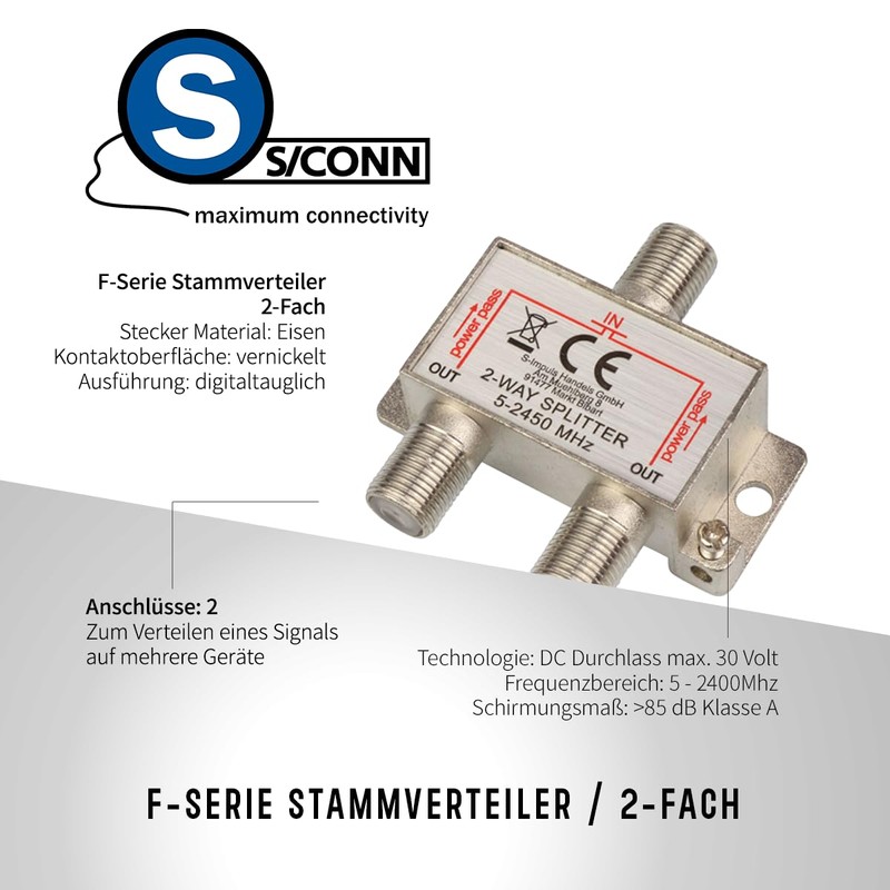 2-Way SAT & BK Splitter F Series - 5-2400 MHz