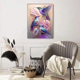 Eiazuiks Paint by Number for Adults. Hummingbird Paint by Numbers for Adults Beginner Drawing Paintwork with 3 Paintbrushes Paint Canvas Oil Painting 16” x 20”