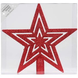 Inge Christmas Goods Star Christmas Tree Topper Star Shaped Christmas Tree Topper 21 cm Tree Topper Star Topper (Red)