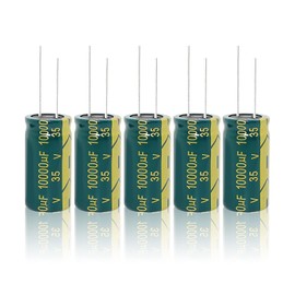 Jadeshay Electrolytic Capacitor,35V 10000uF Electrolytic Capacitors 5 Pieces 18 * 35MM Aluminum High Frequency Electrolytic Capacitor for DIY Electronic Components Projects Circuit Boards LCD Monitor
