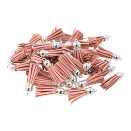 Mandala Crafts Faux Suede Tassel Keychain Making Supplies - Peach Tassels for Crafts Jewelry Making Charms - 100 Small Leather Tassels Keychain Tassels Bulk