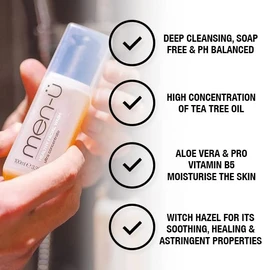 men-ü Healthy Face Wash Refill Starter Kit, Up to 530 Washes, Ultra Concentrate Healthy Face Cleansing for Men Before or After Shaving, 100 ml Bottle + 100 ml Refill Pack