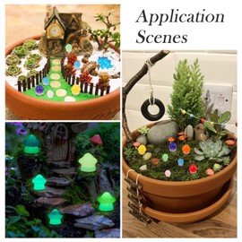 Cheriswelry 30Pcs Luminous Mini Resin Mushrooms Glow in The Dark Mushroom Miniature Sculpture 8.5-11.5mm for DIY Bonsai Garden Landscape Dollhouse Decoration