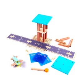 Udeas Airport Toy Set Made of Wood, High-Quality Airport Model with Aeroplane Toy, Children's Toy from 3 Years, Easy to Assemble, Wooden Toy