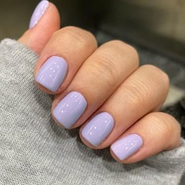 GLAMERMAID Press on Nails Extra Short Squoval, Spring Summer Purple Glue on Gel Nails, 24Pcs Glossy Round Reusable UV Finish Fake Nails Acrylic False Nails Manicure Kits for Women Gift