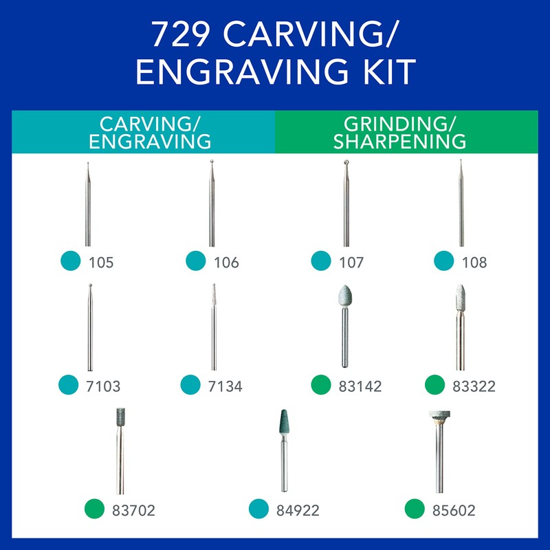 Dremel 729-01 11-Piece Carving & Engraving Rotary Tool Accessories Kit