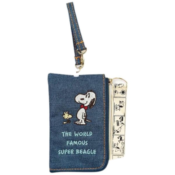 Marimo Craft SPCQ-470 Snoopy Bowtie Series Key Pass Pouch, Navy,