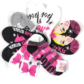 JoJo Siwa Little Girls & Big Girls 6 Pair Pack No Show Colorful Soft Socks (US, Alpha, Large, Regular, Pink Stripes)