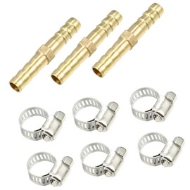 A ABSOPRO Copper Hose Barb Fitting Connector with Clamps 6mm