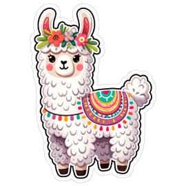 Llama Sticker 4 Inch Camelid Pack Animal Llama Lover Farm - Waterproof Animal Vinyl Decal for Laptop Water Bottle Car Tumbler - Durable Aesthetic Long-Lasting Stickers for Adults ID44990