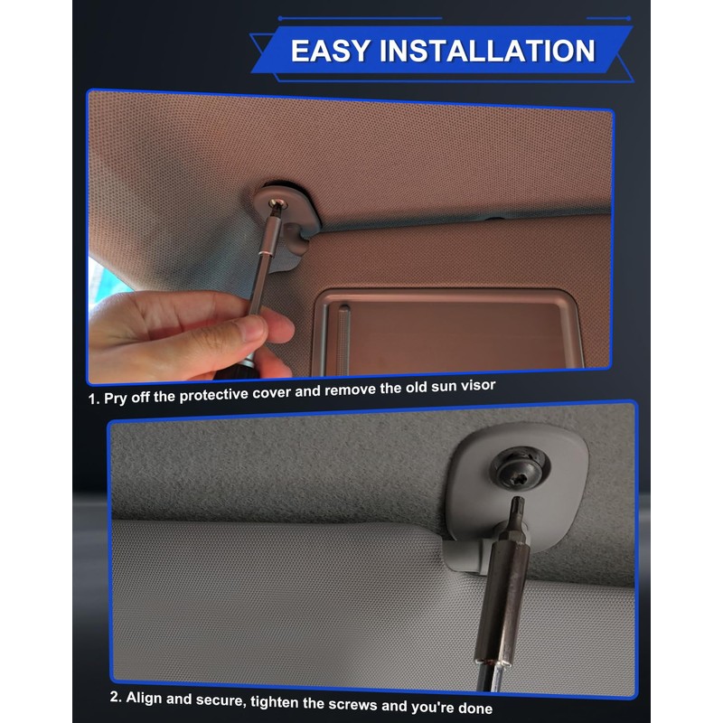 Pair Gray Interior Sunvisor Fit for Honda Civic 1996-2001 Left