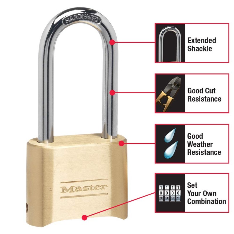 Master Lock 175LH 2' Wide Set Your Own Combination Padlock,
