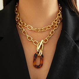 Chunky Necklaces for Women Gold Layered Necklace Stackable Paperclip Chain Statement Necklace for Women Summer Outfit Trendy Jewelry for Women