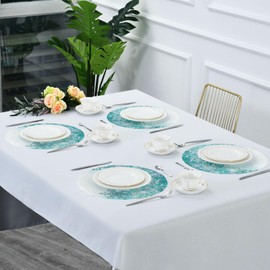 ALAZA Silver Winter Teal Turquoise Snowflakes Christmas Round Placemats for Dining Table Placemat Set of 4 Table Settings Table Mats for Home Kitchen Holiday Decoration