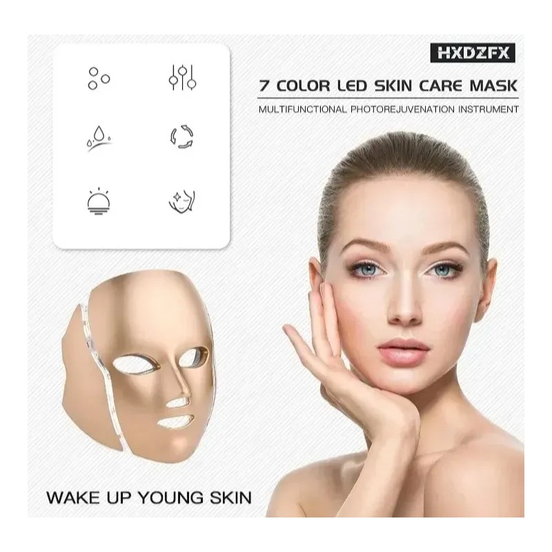 Hxdzfx Máscara Facial De Luz Led 7 Colores Y Funciones