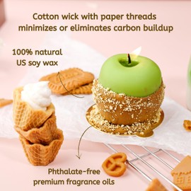 UPFLICK Caramel Apple Shaped Candle Christmas Gift for Her Bridal Shower Sweet Apple Home Scent Candle for Fall Best Smell Autum Candle Birthday Gift for Women