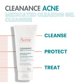 Eau Thermale Avène Cleanance ACNE Clearing Gel, acne cleanser for sensitive skin with Salicylic Acid, deep cleanses & prevents acne on face & body 6.76 fl. oz.
