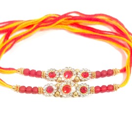 DBY Set of 2 Rakhi Designer Rakhi Set for Raksha Bandhan Indian Bracelet Beads Rakhi Thread Bhaiya Bhabhi Sister Rakhi Band for Brother Bhaiya Bhabhi for Rakshabandhan Rakhee Bracelet