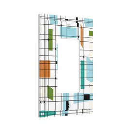 Mid Century Boho Geometric Atomic 1 Gang Rocker/GFCI Outlet Light Switch Wall Plate Cover Faceplate Decorative Faceplate for Bathroom Home Living Room Bedroom Decorate