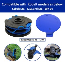Kudoosen KST-120X Trimmer Replacement Line Compatible for Kobalt KST 120x-06, 20ft 0.065'', 6-Line Spool + 2 Cap