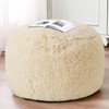 HIGOGOGO Round Stuffed Pouf Ottoman, Long Faux Fur Poufs with