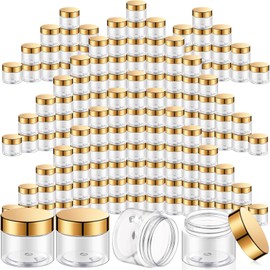 SATINIOR 36 Pieces Plastic Jars with Lids Round Leak Proof Airtight Container Cosmetic Small Empty Jars for Lotions Ointments Travel Toiletries Creams Make up Storage(4 oz,Gold)