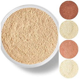 STARTER SET (WARM Neutral Shade-Most Popular) Mineral Makeup Kit Bare Skin Sheer Powder Matte Foundation Blush Bronzer Illuminating Veil