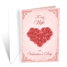 Prime Greetings Wife Valentine's Day Card, Made in America, Eco-Friendly, Thick Card Stock with Premium Envelope 5in x 7.75in, Packaged in Protective Mailer