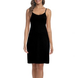 Xuepelit Women's Nightdresses Full Slips Spaghetti Strap Chemises Nighties for Women Petticoats Under Nightwear black Night dresses，Black XL
