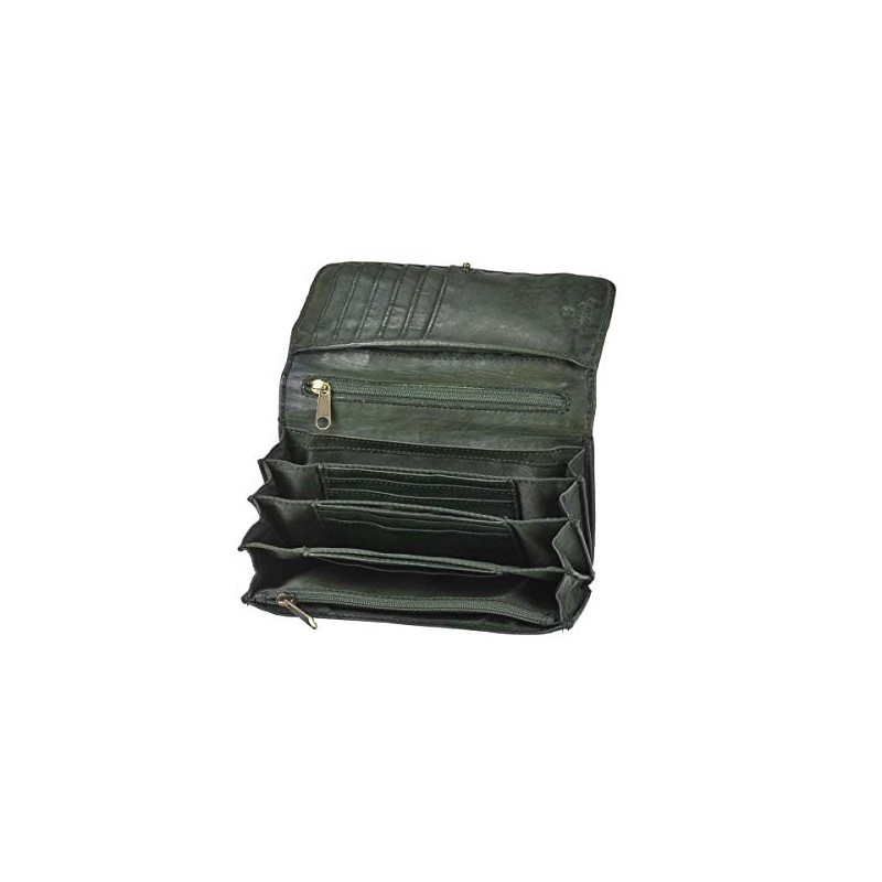 Bear Design Cow Lavato Dames Wallet CL9918 Green, L. Olijf