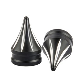 Hoprousa Front Axle Blocks for '08-later Touring CNC Chrome Black Axle Cover Road King Street Glide Road Glide Wheel Caps (CNC Front)