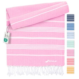 Fit-Flip Hammam towel - Beach towel XXL made from 100% recycled cotton - Quick-drying Turkish hammam beach towels, fouta, pestemal Turkish towels ideal as a Turkish blanket – Rose – 100x200cm Sultan