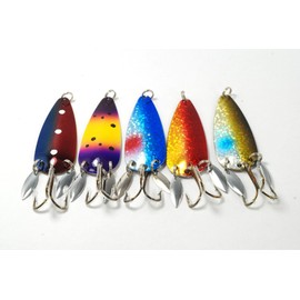 Akuna Pack of 5 Willy Blade 3 inch Casting Spoon Fishing Lure with 2 Side Spoons [JM-5-FLC10-B]
