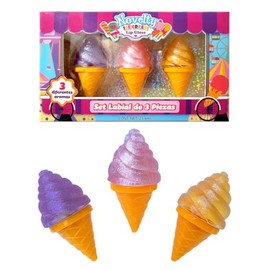 RED VELVET Set de 3 Brillos Labiales Novelty con Diseño de Helado - Aromas Dulces para Niñas y Adolescentes Buscas un toque de diversión y color para tus labios