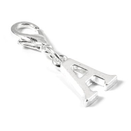 Hackberry Creek Letter "A" Clip On Charm, Silver Initial Alphabet Dangle with Lobster Clasp