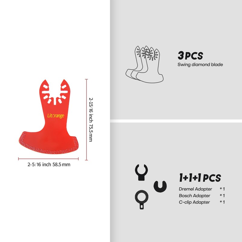 Litorange Oscillating Multi Tool Grout Removal Blades Multitool Diamond Segment
