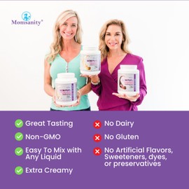 Momsanity Dairy-Free Meal Replacement Protein Powder for Women - Plant & Collagen Protein Blend | 20g Protein (Dutch Chocolate)