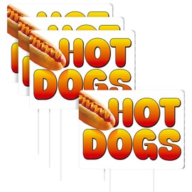 Colingmill 3 Pack Hot Dog Sign 15.7 x 12 Inches Double Sided Yard Signs with Metal Stakes for Outdoor Business Advertising and Events Publicity