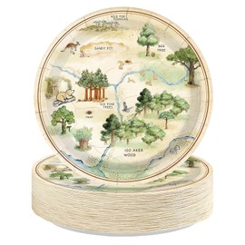 50Pcs Classic Bear Paper Plates 7" for Kids Birthday Party