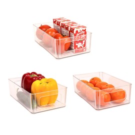 HanYun Fridge Organiser Set, Stackable Kitchen Organiser, Fridge Organiser, Storage Box, Organiser, Transparent Container for Kitchen, Drawer, Freezer, Bathroom (3)