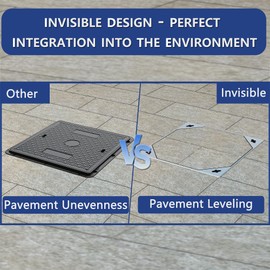 24x24 inch Stainless Steel Invisible Manhole Cover, Square Recessed Septic Tank Cover with Lifting Hook and Frame, for Pavement/Driveway