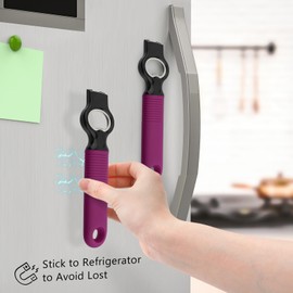 DUNLAGUE 2 in 1 Magnetic Soda Can Tab Opener and Beer Bottle Opener Stick to Fridge, 6.9" Bottle Opener for Long Nails, Arthritis, Seniors and Bartender, Good Grip Silicone Handle - 2Pack (Rosy)