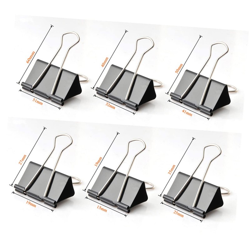jojofuny 130Pcs Black Binder Clips Assorted for Home Office School