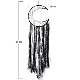 Shiwaki Black tassel dreamcatcher dream catcher home decoration for Bedroom, tent,Sitting room,Balcony,Party.(Moon)