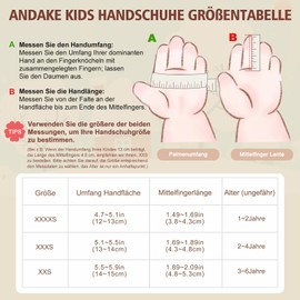 Andake Children's Gloves, Warm Winter Gloves, Waterproof, Windproof, Children's Mitten Gloves with Zip for Boys and Girls (Black/2-4 Years