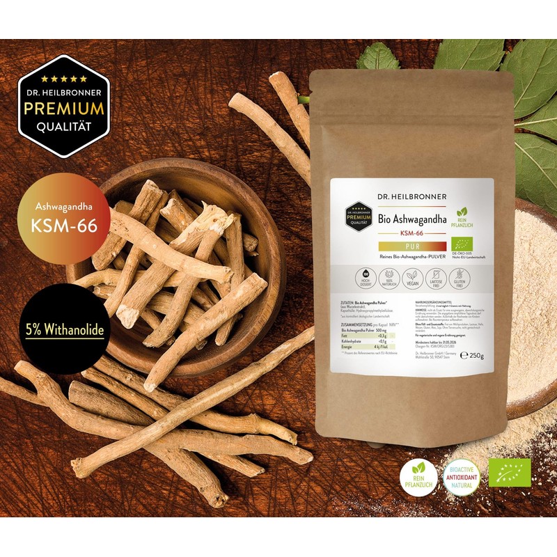 Dr. Heilbronner Organic Ashwagandha PUR Powder KSM-66 - 250g