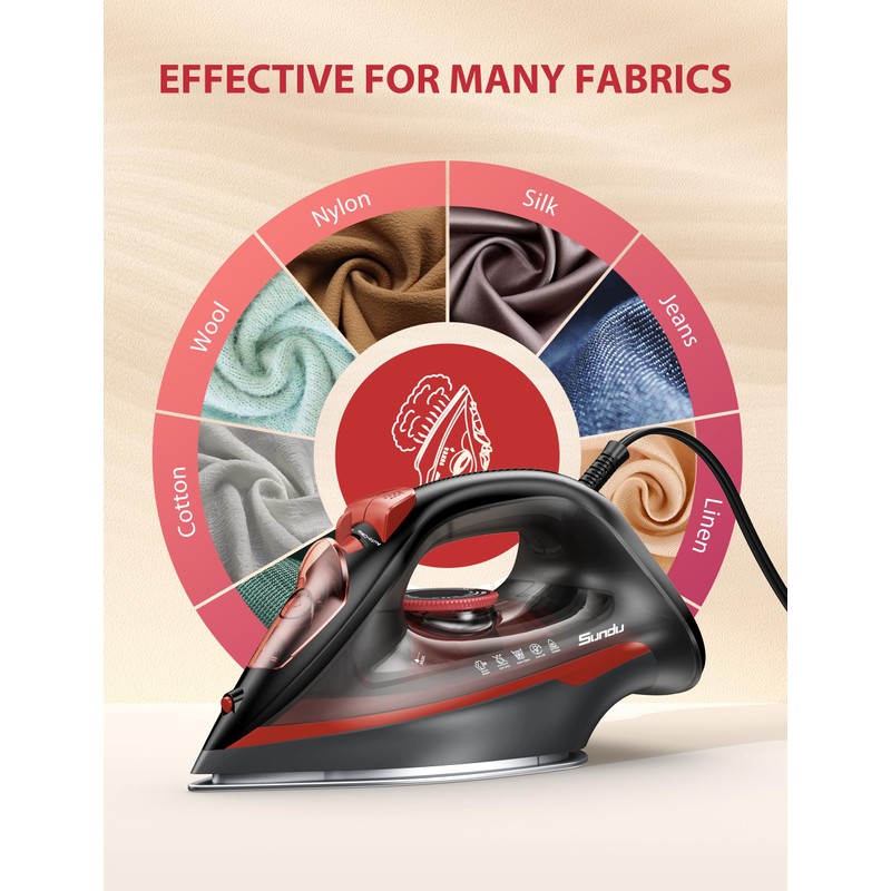 Sundu Steam Iron for Clothes with Rapid Heating Ceramic Coated