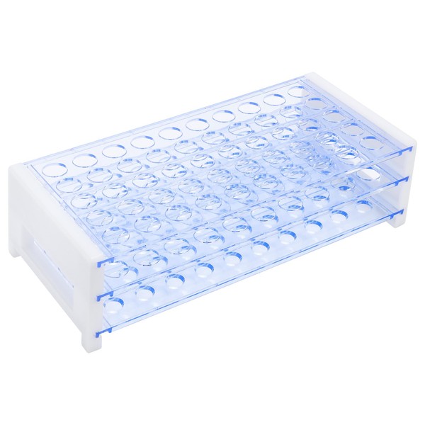 BorinGlass 50-Place Test Tube Rack for 13mm O.D. Tubes, Sturdy