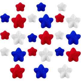 Hahafelt 24 Pcs 4th of July Red White and Blue Decorations, Felt Patriotic Star Ornaments 4th of July Independence Day Home Decor Red Blue White Stars for Vase Bowl Filler Craft Table (1.2'', 1.6'')