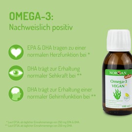 Norsan Premium Vegan Oil - 2,000 mg Omega 3 Algae Oil High Dose - 3 x 100 ml